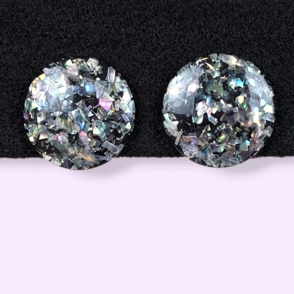 V. Dark Confetti Lucite Cabochon Earrings